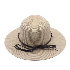 Damen Sommer Strohhut Strand Sonnenschutz Fedora Panama Hut Geflochtenes Seil Lässig