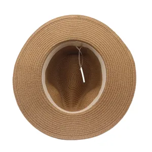 Chapeau paille Fedora été homme femme, large bord protection solaire voyage en plein air.