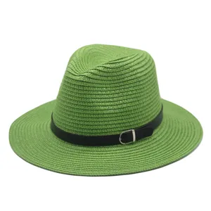 Groene strohoed voor heren en dames, zomer strand zonnehoed opvouwbare fedora pet.