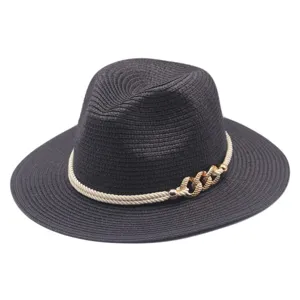Chapeau de paille d'ete pour femme mode protection solaire chapeau de plage fedora