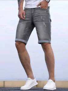 Pantaloncini denim stretch grigio vintage uomo pantaloni estivi casual streetwear