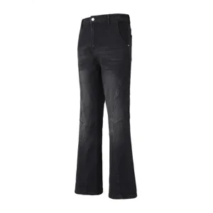 Jeans droits délavés rétro américains pour hommes, pantalon en denim style streetwear.
