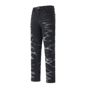 Jeans dritti lavati tie-dye da uomo, pantaloni in denim elasticizzato ampio per un look estivo trendy.