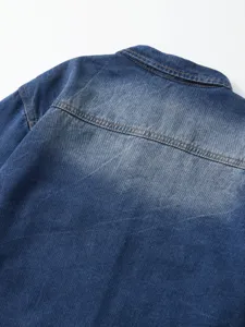 Men's casual washed denim long sleeve shirt, spring and summer fashion blue jean jacket top.