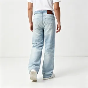 Jeans uomo lavaggio chiaro taglio dritto pantaloni casual classici abbigliamento quotidiano retro