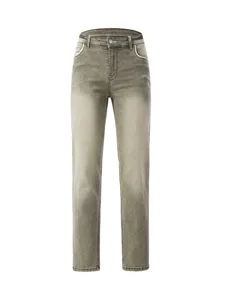 Men's Retro Slim Straight Stretch Cotton Denim Jeans Vintage Washed Distressed Casual Trousers Streetwear Fashion Bottoms