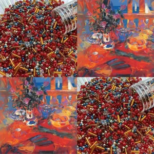 Christmas glass seed beads assortment, colorful DIY bracelet jewelry making supplies.