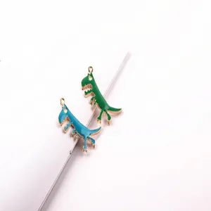 Cute dinosaur enamel charms alloy DIY jewelry accessories for handmade earrings and pendants.