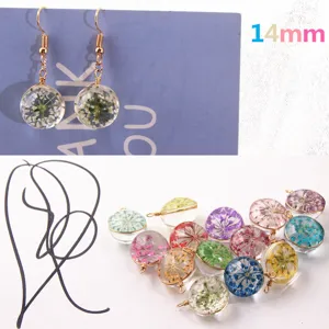 DIY Crystal Glass Ball Dried Flower Pendant Copper Wire Drop Charms For Necklace Earring Jewelry Making Accessories