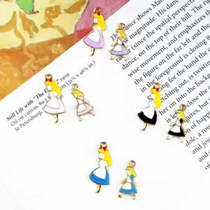 DIY enamel alloy cartoon girl charms cute pendants for handmade earrings jewelry making