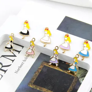 DIY enamel Alice alloy charms for handmade jewelry, cute cartoon pendant accessories for earrings.