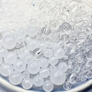 Clear and milky white acrylic round beads detail, perfect for DIY handmade jewelry accessories.