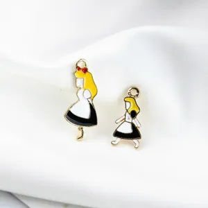 DIY enamel alloy Alice charms jewelry accessories cute cartoon pendant earrings 01