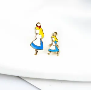 DIY enamel alloy Alice pendant charms for handmade earrings jewelry making craft accessories.