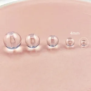 Transparent acrylic round beads detail, size comparison showcase for DIY jewelry crafting accessories.