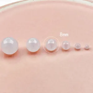 Transparent milky white acrylic round beads straight hole DIY handmade bracelet necklace accessory details