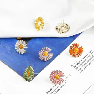 Colorful enamel daisy flower stud earrings set, cute alloy floral jewelry for women girls.