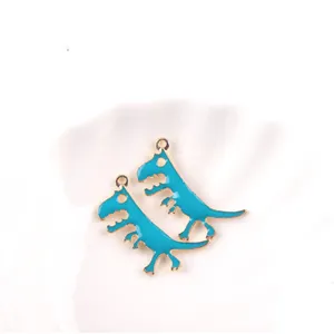 Blue Dinosaur Alloy Enamel Pendants Cute DIY Jewelry Making Craft Earrings Charms Accessories