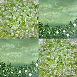 Green white DIY bead collection acrylic alloy ceramic phone chain jewelry making materials