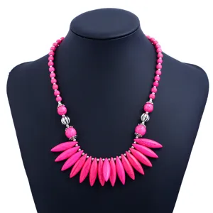 Collier Pendentif en Perles de Turquoise Vintage Ethnique Collier Ras du Cou Style Tibétain Bohème Bijoux pour Femmes
