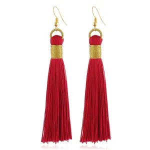 Böhmische rote Quasten Ohrringe lange hängende handgemachte Modeschmuck Geschenke