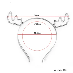 Kristall Rentier Geweih Haarreif für Damen, Metall Haarreif mit funkelnden Strasssteinen, 20cm