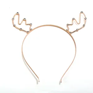 Vintage Legierung Strass Geweih Stirnband Süß Kristall Rentier Horn Haarband Für Weihnachten Party Kinder Mädchen Haarschmuck