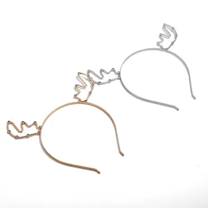 Kristall Hirschgeweih Metall Haarreif Detailansicht, elegantes, schönes Haarschmuckstück.