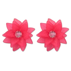 Euro-Amerikanischer Stil Mode Legierung Acryl Schicht Blume Ohrstecker Strass Verziert Botanisch Floral Ohrringe Tägliche Party Schmuck Für Damen