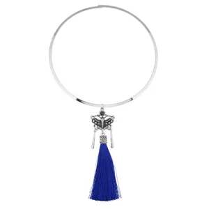 Modische Schmetterling Quaste Metall Choker Halskette für Damen, Statement Schmuck.