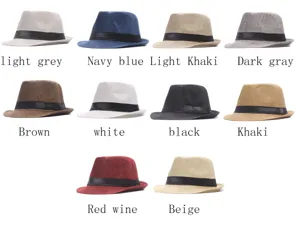 Linen fedora hat for men and women, classic jazz sun protection rolled brim straw hat variant.