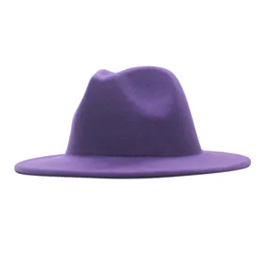 Lila Wolle breite Krempe Fedora Hut Detail Ansicht stilvoll Herbst Winter Zubehoer