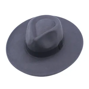Klassischer Wollfilz Fedora Hut mit breiter Krempe fur Damen und Herren, cooler Retro Stil.