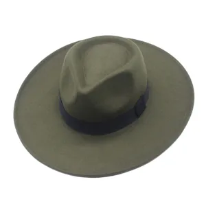 Breitkrempiger Woll Filzhut fur Damen und Herren Vintage Retro Jazzhut mit schwarzem Band