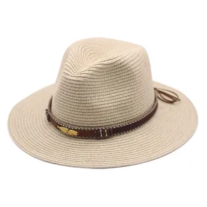 Klassieke strooien fedora hoed voor dames en heren, stijlvolle zon bescherming strand hoed.