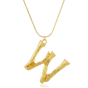 Goldfarbene Zweig Buchstabe W Anhänger Halskette Punk Stil Choker Modeschmuck Damen