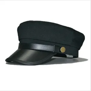 Klassische schwarze Schiebermütze für Damen und Herren, britischer Retro-Kadettenhut.