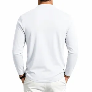 Heren casual lange mouw wit top basic effen losse fit herfst comfortabel shirt