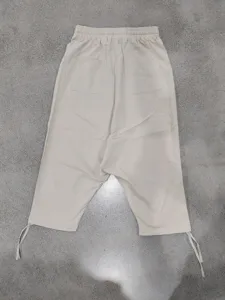 Men casual linen harem pants solid color loose fit drawstring cuffed trousers streetwear new