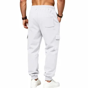 Pantalone cargo uomo felpato invernale pantaloni tuta casual con tasche e polsini stretti