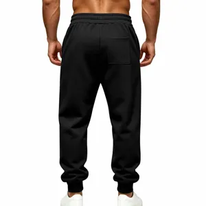 Heren casual zwarte joggingbroek met elastische boorden en achterzak voor dagelijks gebruik.