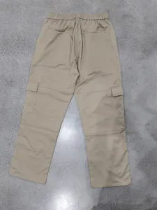 Men's casual cargo pants with drawstring straight leg, comfortable outdoor trousers for autumn.
