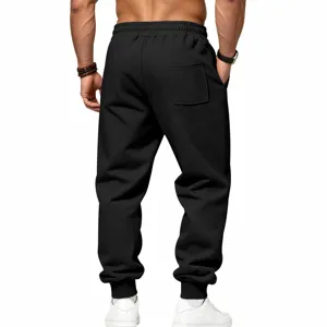 Schwarze Fleece Herren Jogginghose casual Detail Ansicht lose Passform warme Winter Hose