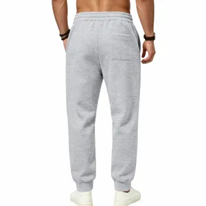 Heren grijze fleece joggingbroek losse fit winter streetwear comfortabele broek fijn