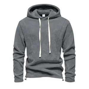 Heren zware fleece hoodie casual langarm trui met trekkoord comfortabel grijs