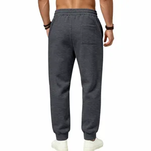 Heren casual fleece gevoerde joggingbroek losse fit winter donkergrijs sport broek