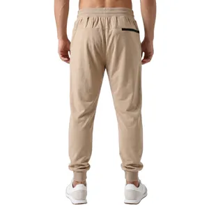 Pantalon de jogging de sport en molleton décontracté pour homme avec poche zippée kaki