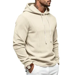 Heren casual fleece trui met capuchon lange mouwen winter warme effen sweatshirt