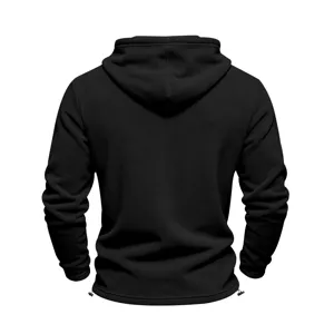 Heren zwarte fleece hoodie lange mouw casual winter warme capuchon trui basic top model