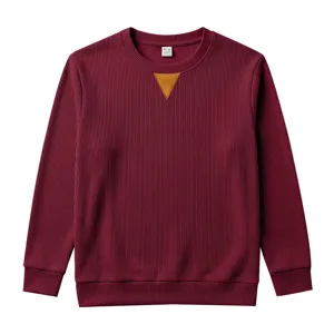 Sweat-shirt à manches longues côtelé vintage pour homme col V automne haut décontracté